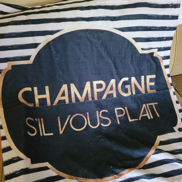 Champagne S'il Vous Plait Stripes and Gold Beach Towel - Picture 2 of 5